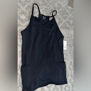 Black Sleeveless Pocket Tank Dress
